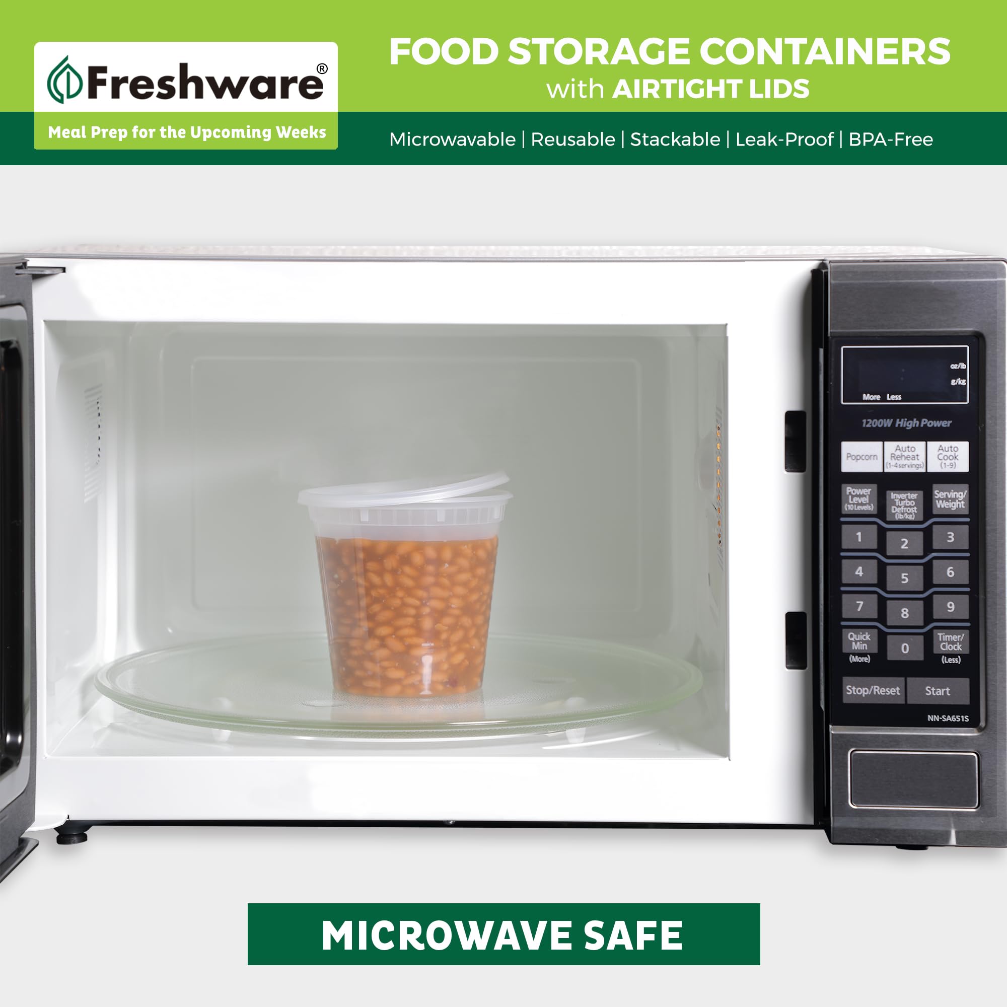 Freshware primer plano de tapa con sello hermético que evita derrames