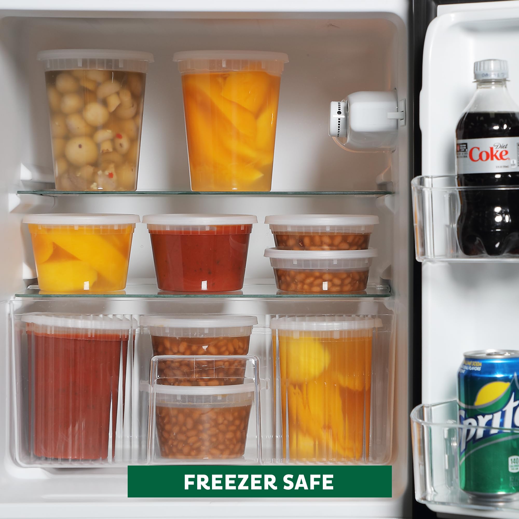Freshware contenedor en uso con sopa caliente listo para llevar y recalentar