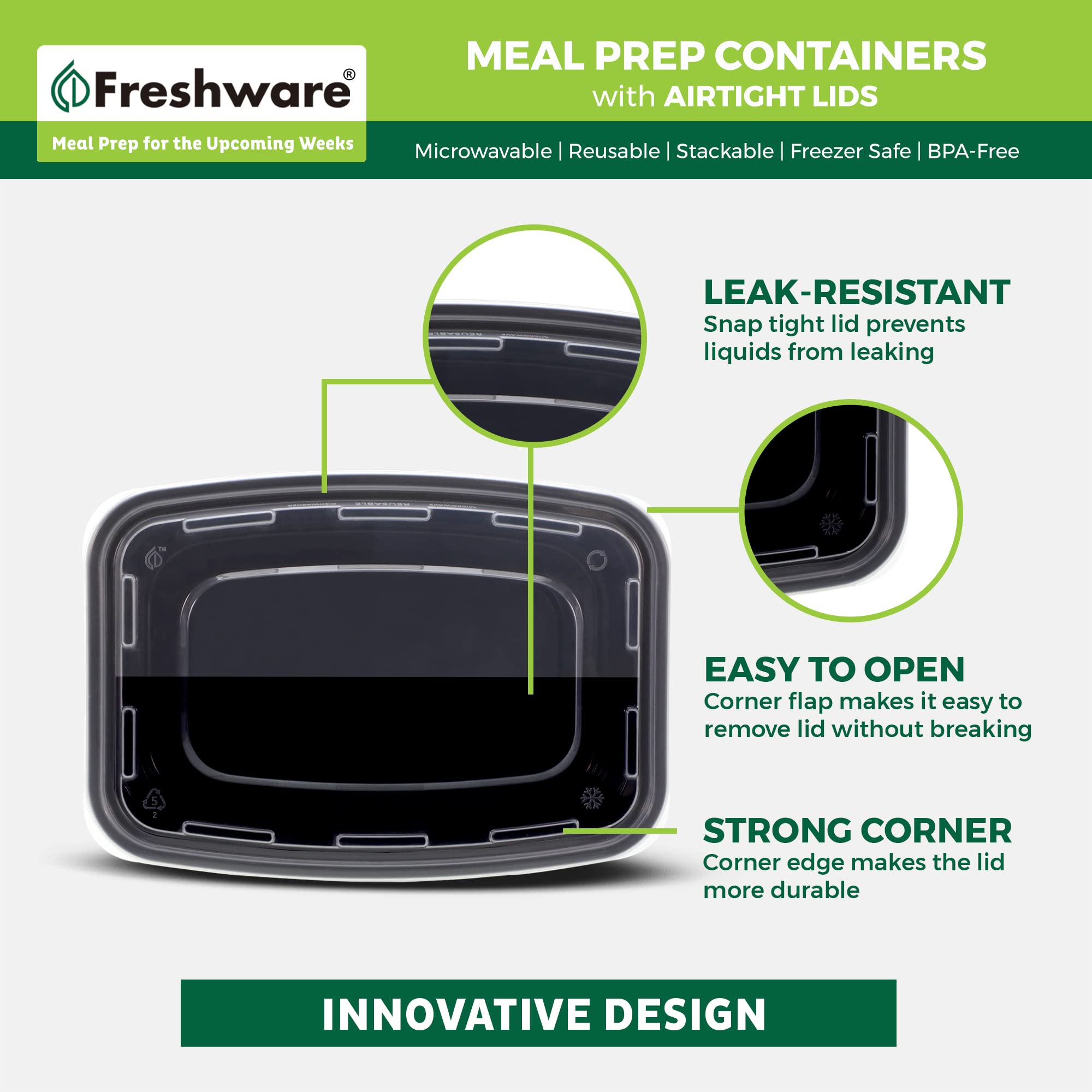 Freshware comparación de tamaño en manos mostrando la porción de 28 oz