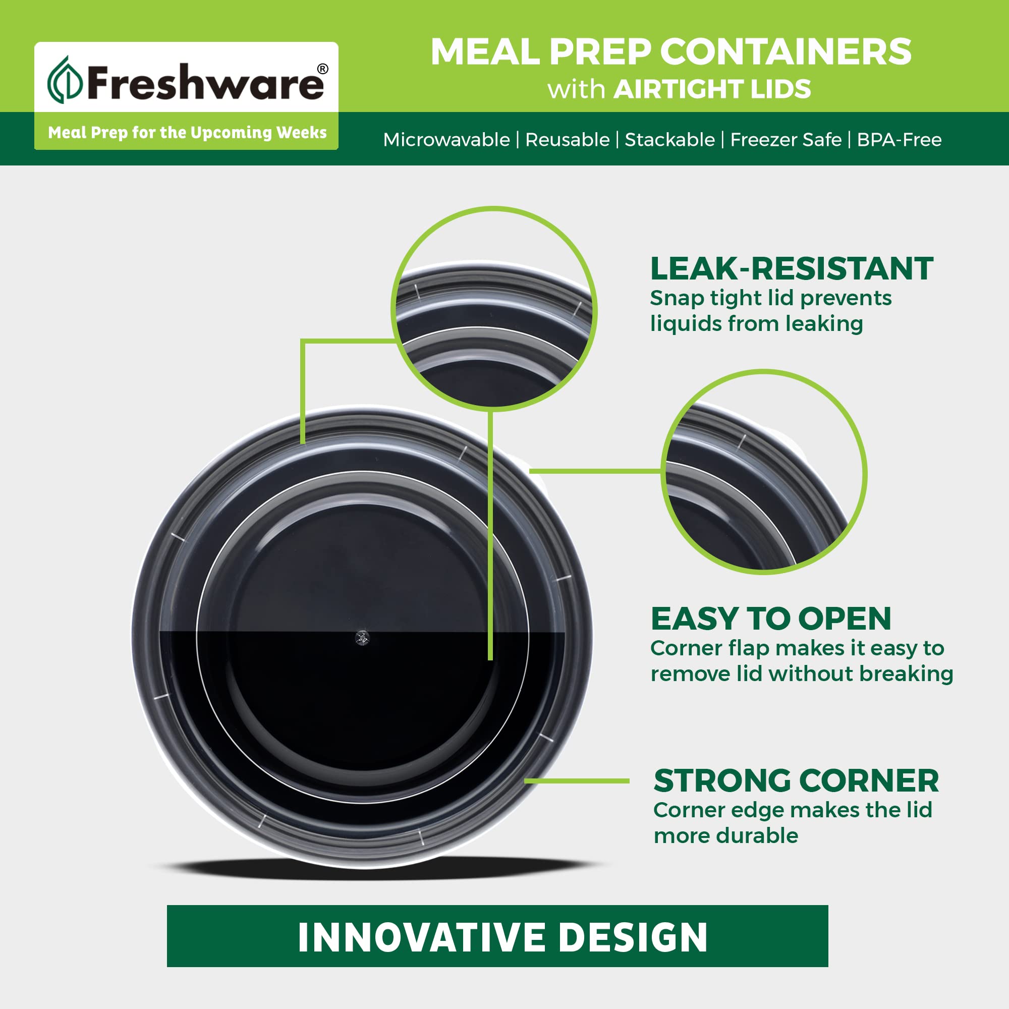 Freshware textura del polipropileno seguro libre de BPA demostrando durabilidad