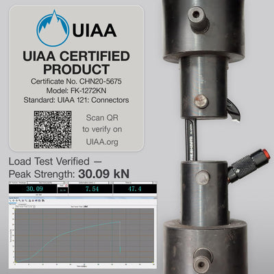 FresKaro etiqueta UIAA visible demostrando certificación