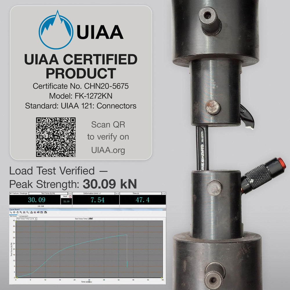 FresKaro etiqueta UIAA visible demostrando certificación
