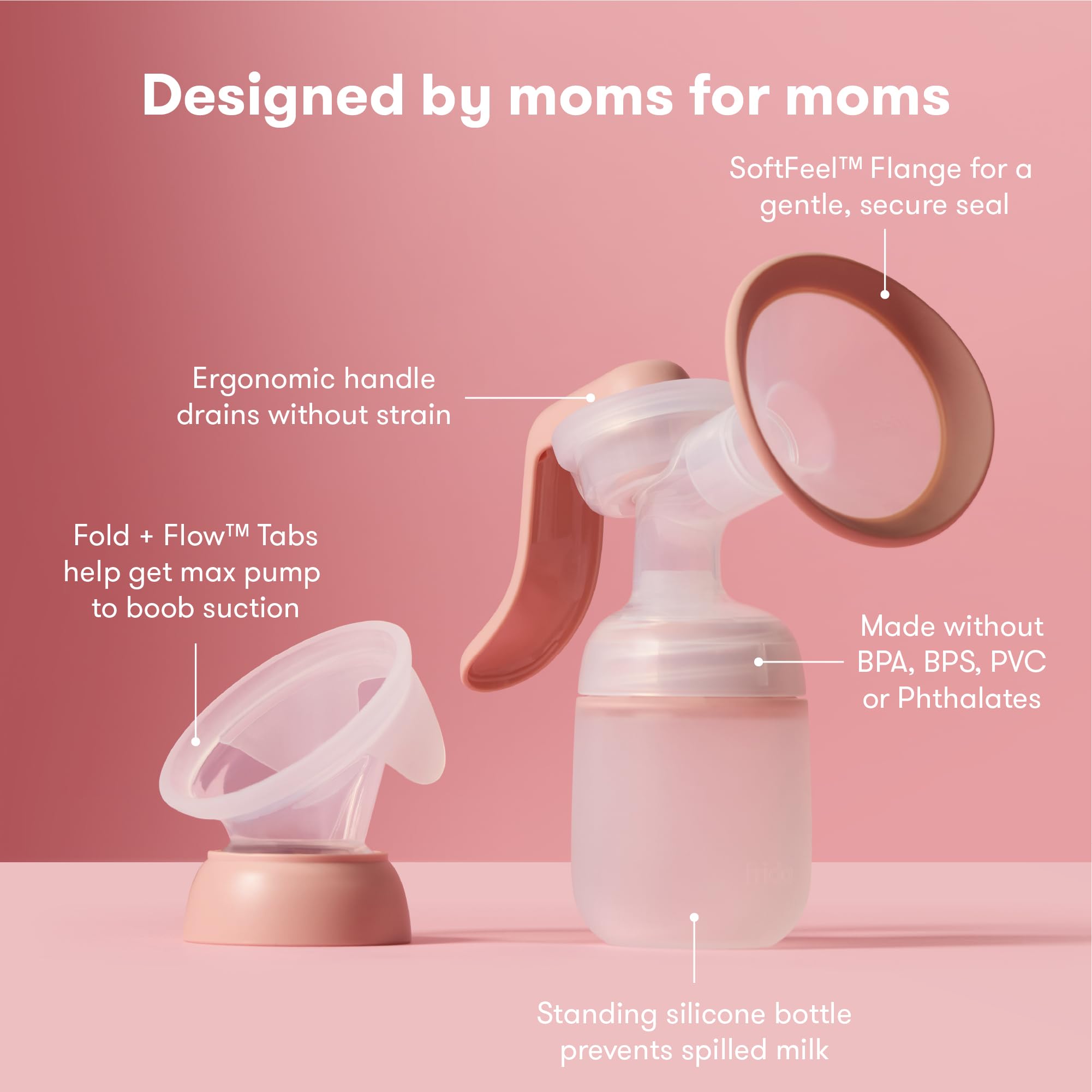 Frida Mom comparación de tamaño con una botella para referencia visual