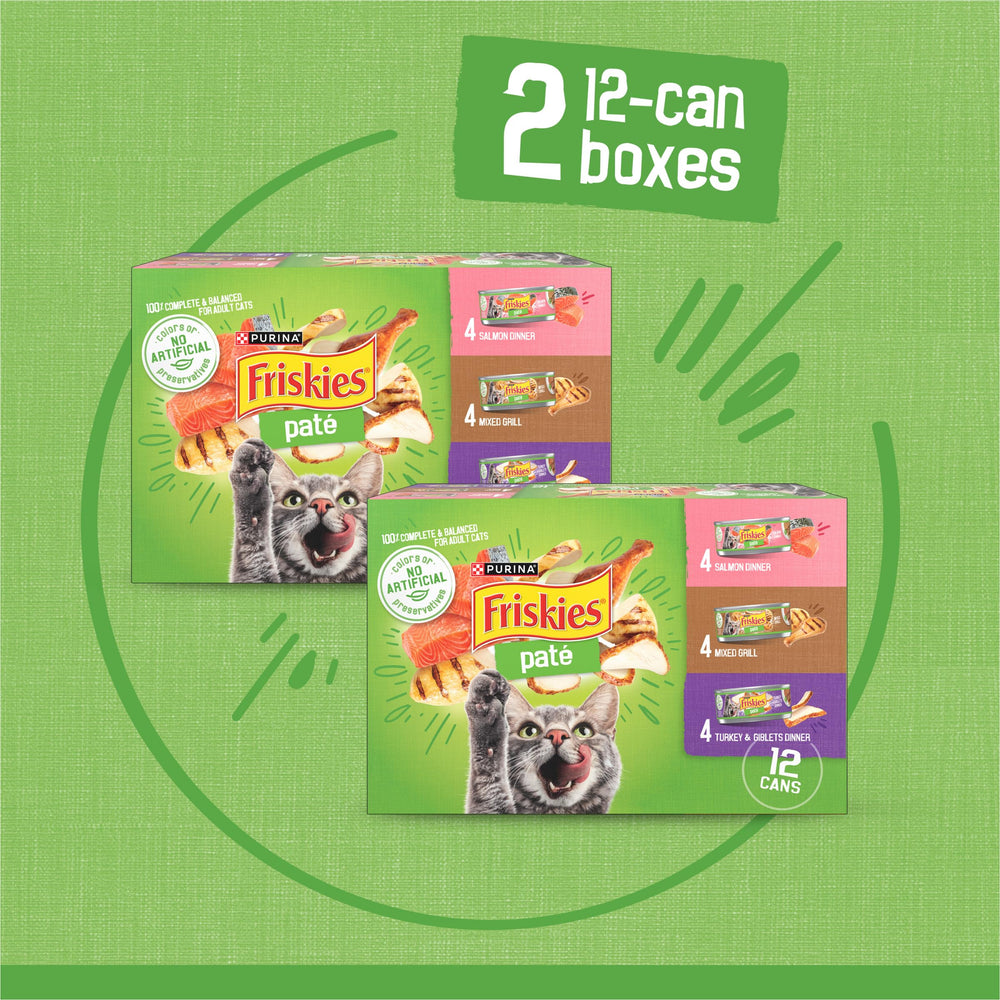 Friskies lata en mano para visualizar tamaño y porción