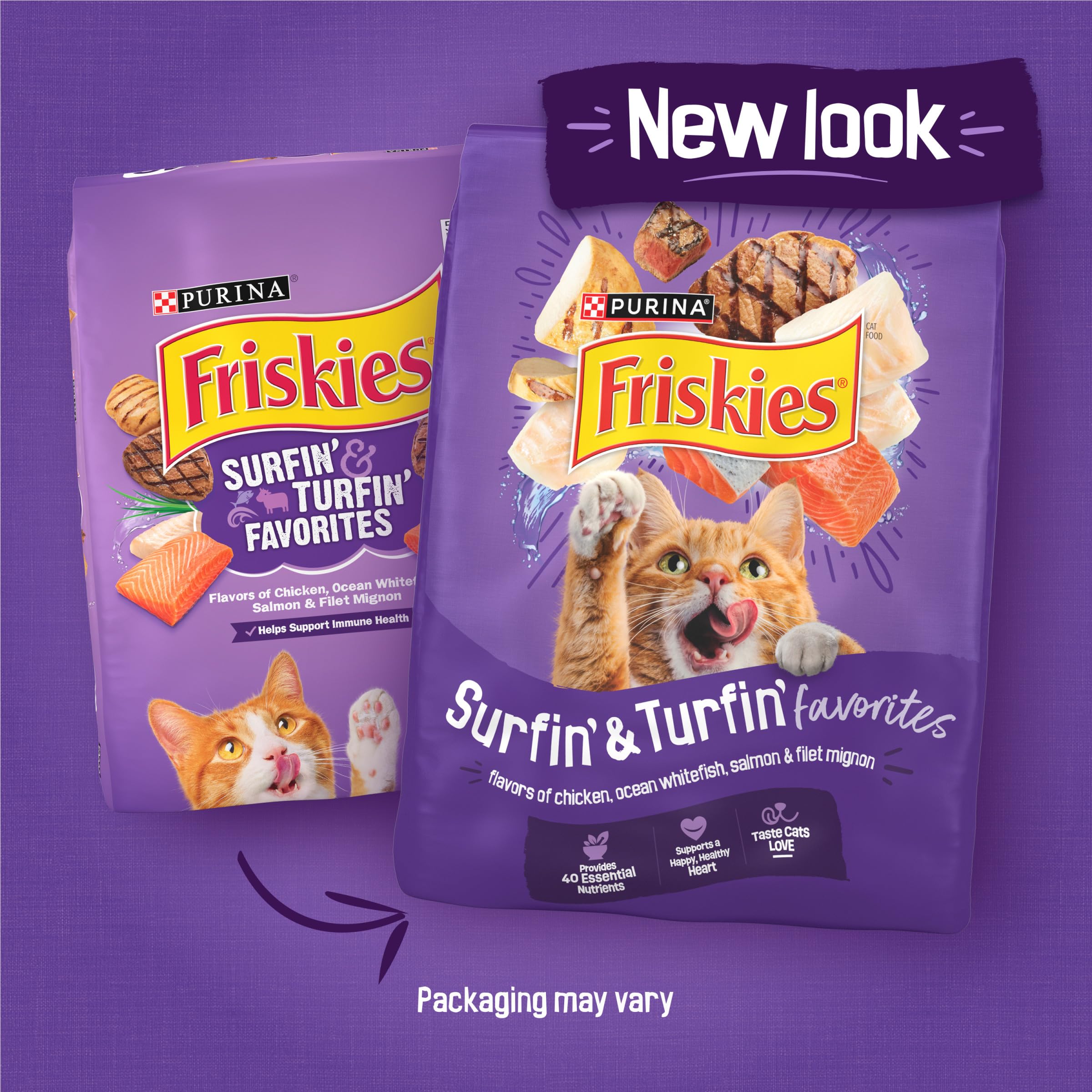 Friskies close-up kibble texture highlighting crunchy appeal