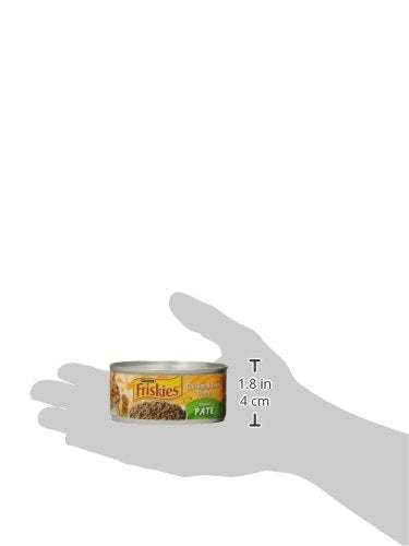 Friskies lata abierta con pollo y atún visible, atractivo para paladar felino