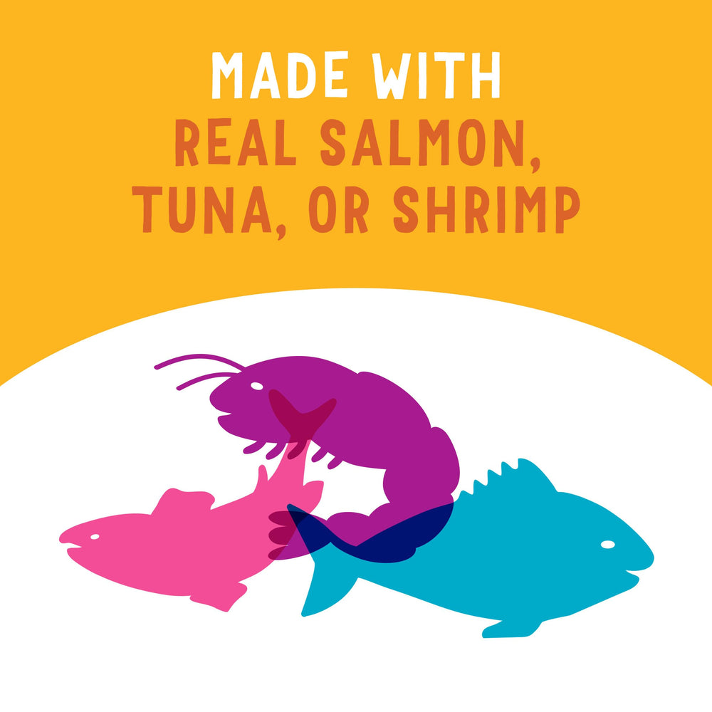 Friskies shrimp recipe close-up texture highlighting real seafood