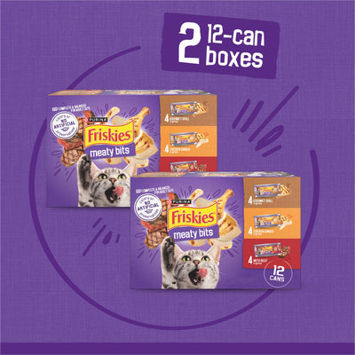 Friskies comparación de tamaño con mano humana, tamaño de lata práctico y portátil