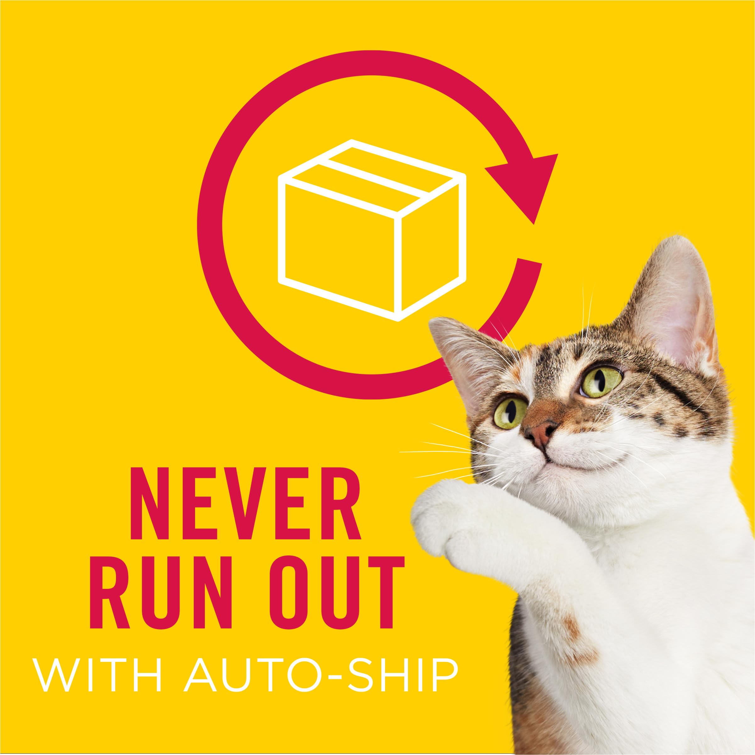 Friskies lata junto al símbolo de reciclaje promoviendo disposición responsable