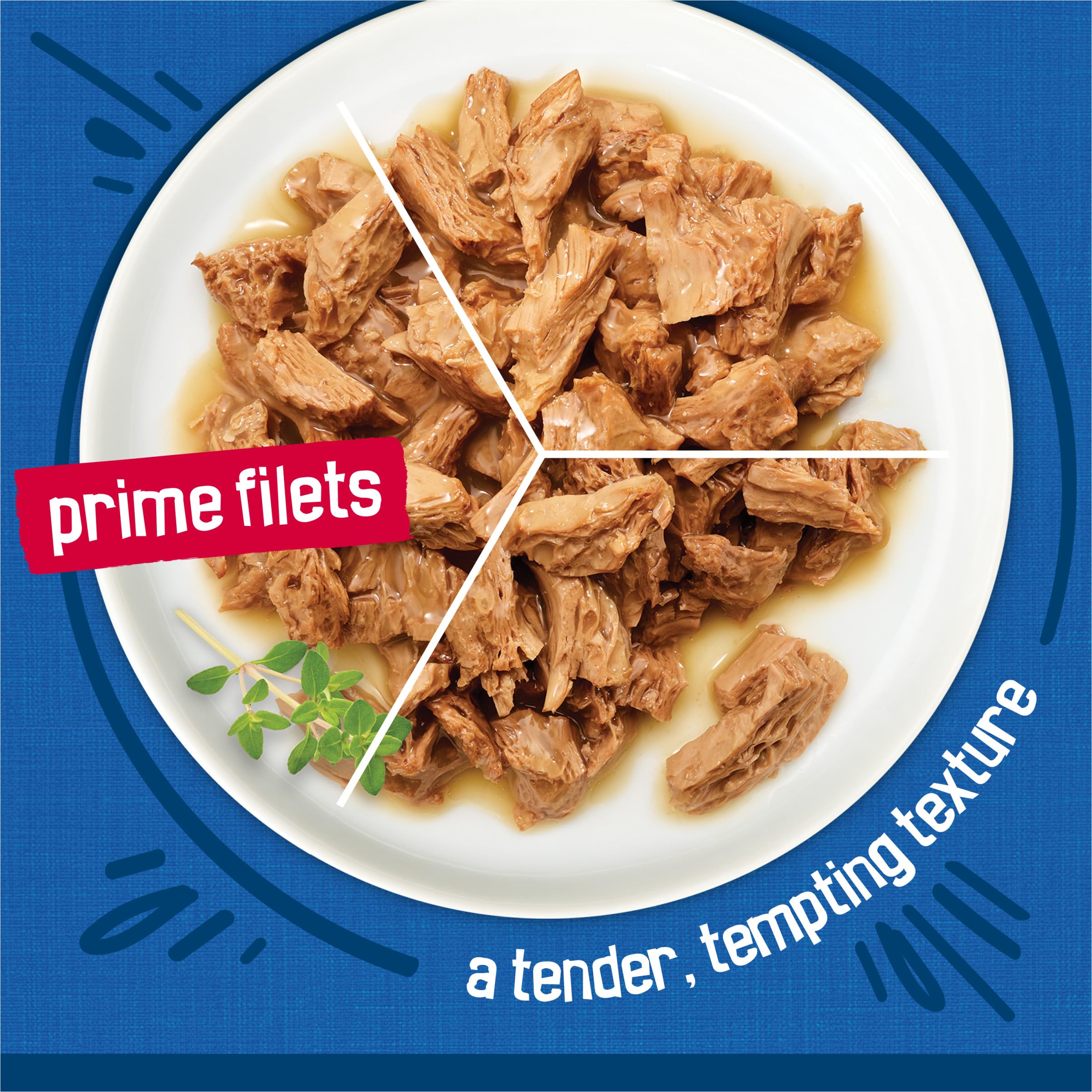 Friskies porción servida en plato que facilita la presentación