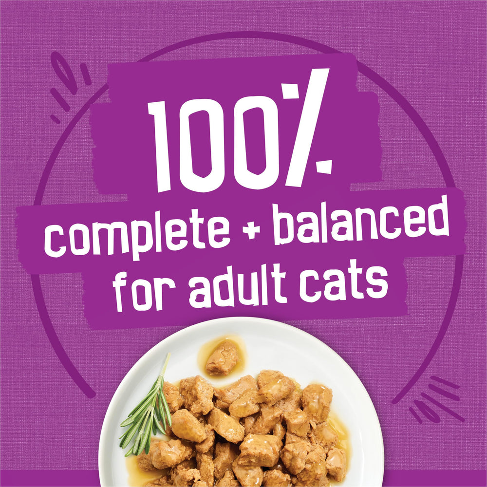 Friskies Purina lata abierta servida en plato para preparación rápida