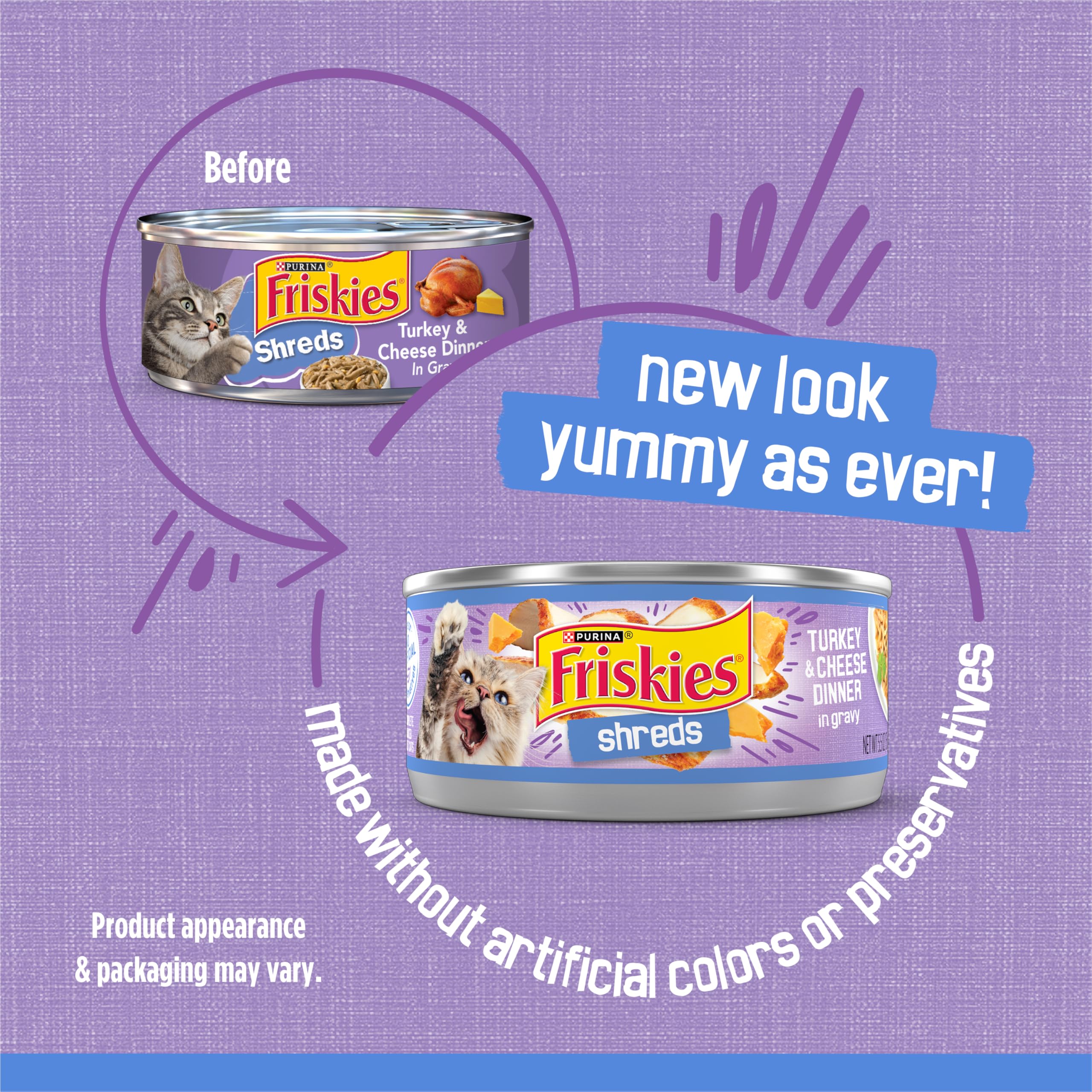 Friskies primer plano de hebras de pavo, textura tentadora