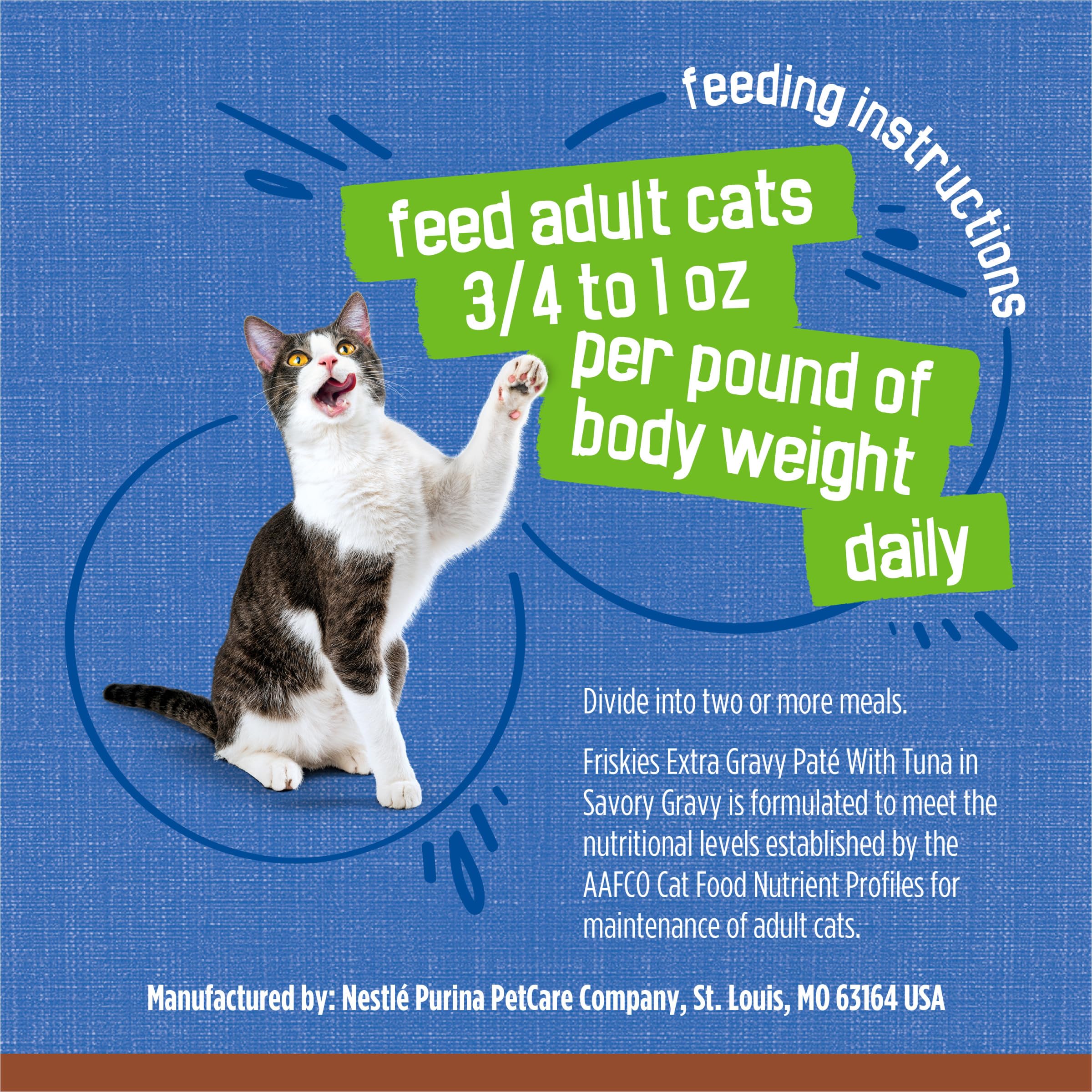 Friskies stacked pack of 24 cans demonstrating bulk supply and storage convenience