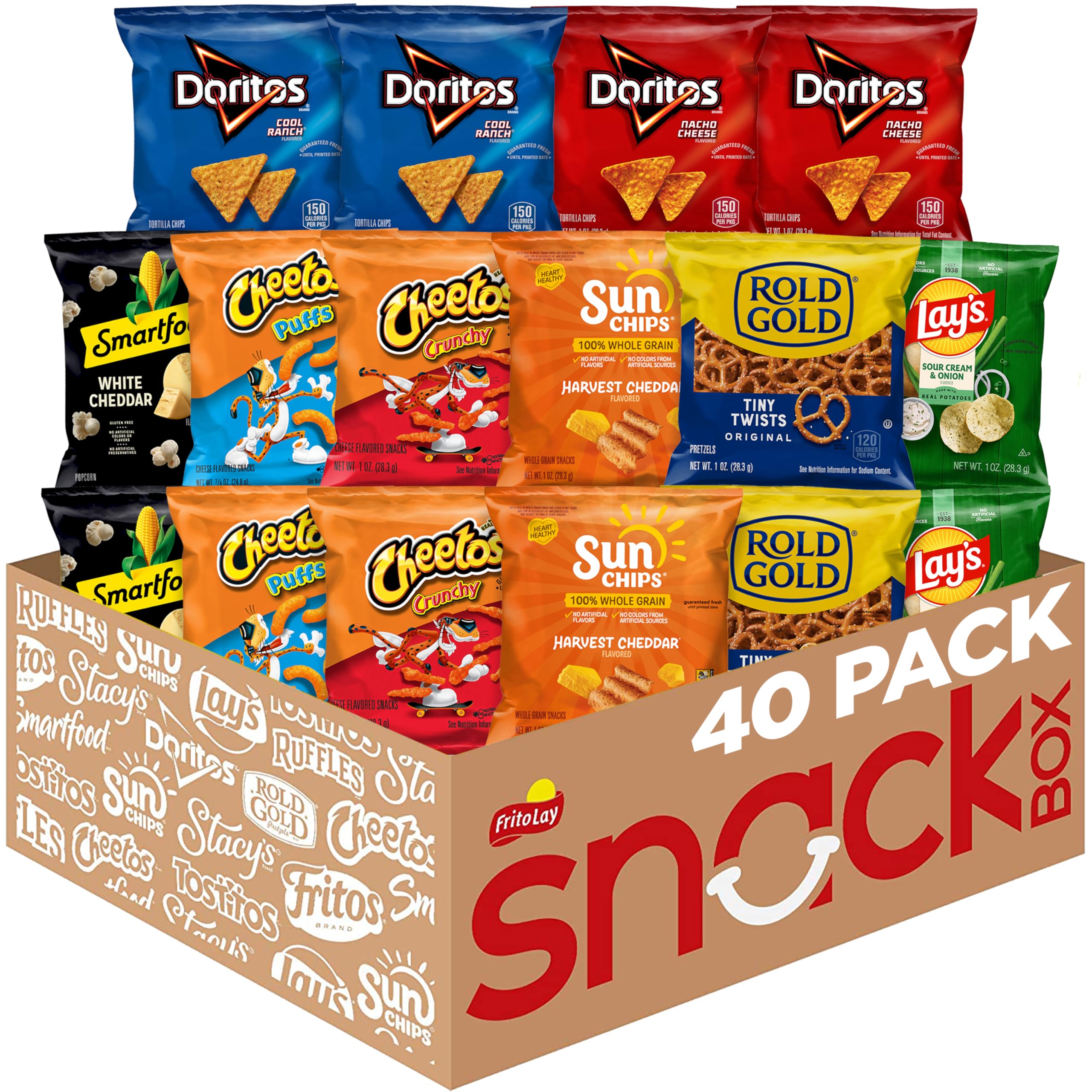 Frito-Lay frente del paquete mostrando las 40 porciones y conveniencia