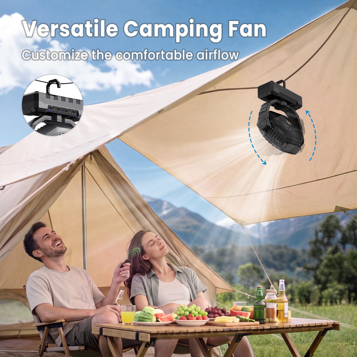 FRIZCOL ventilador colgado con gancho para uso manos libres en camping