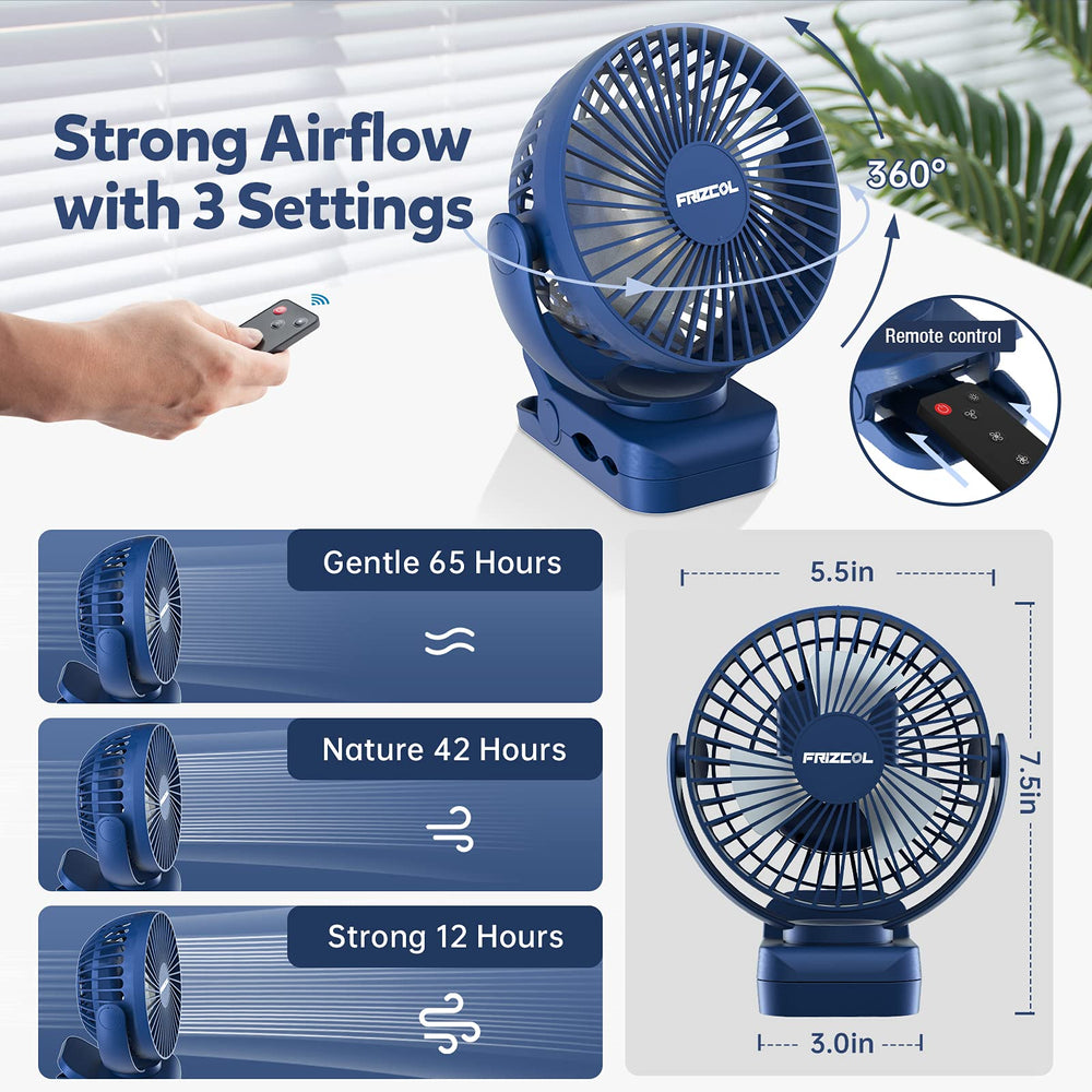 FRIZCOL ventilador colgado con gancho iluminando interior de tienda