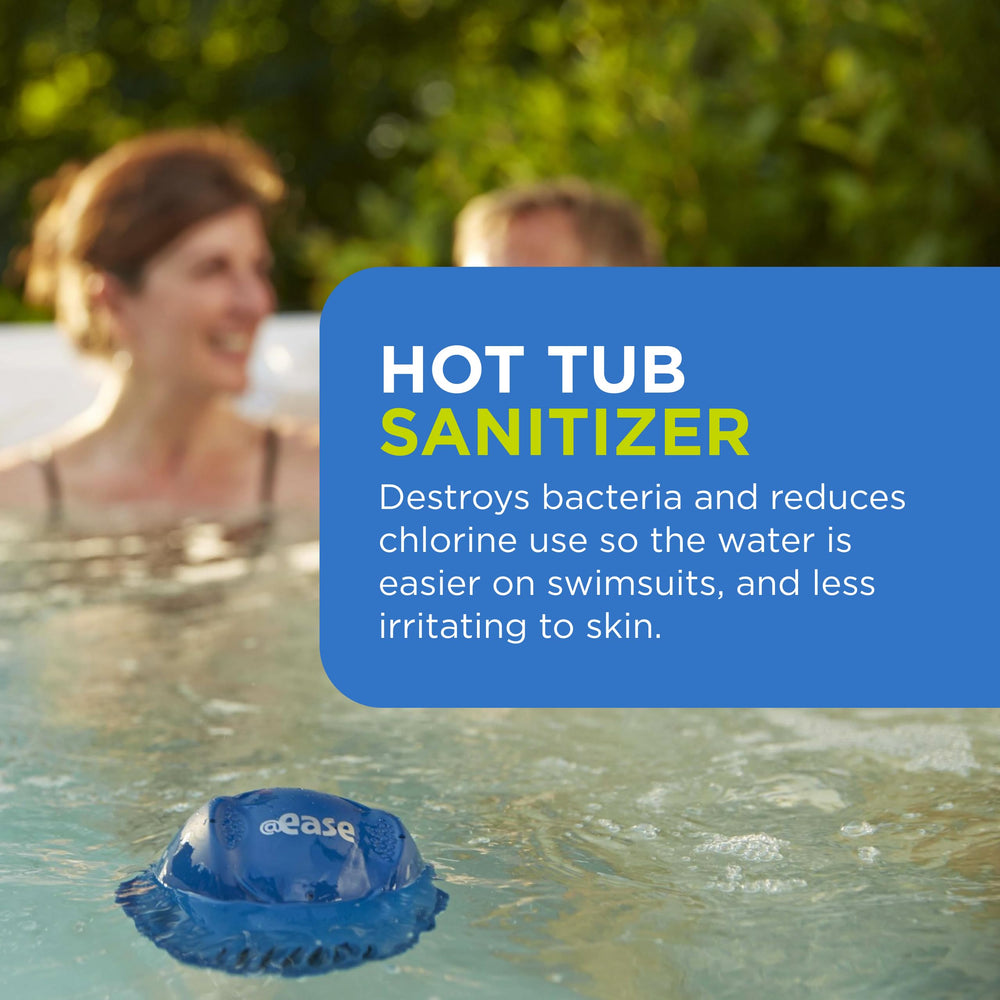 FROG system floating in a hot tub demonstrating hands-off maintenance benefit