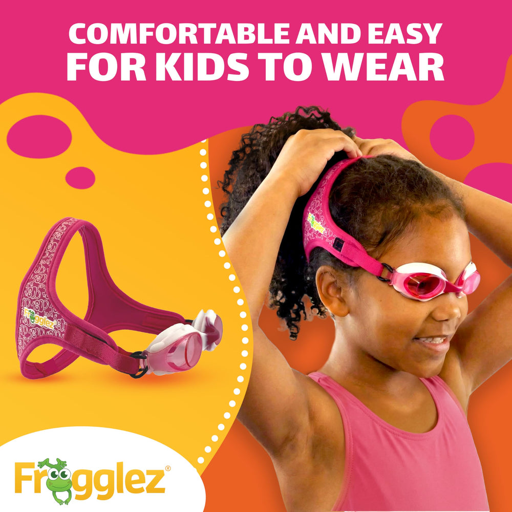 Frogglez fabric-covered neoprene band close-up highlighting no-hair-pull comfort