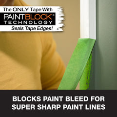 FrogTape primer plano borde con PaintBlock mostrando sellado efectivo