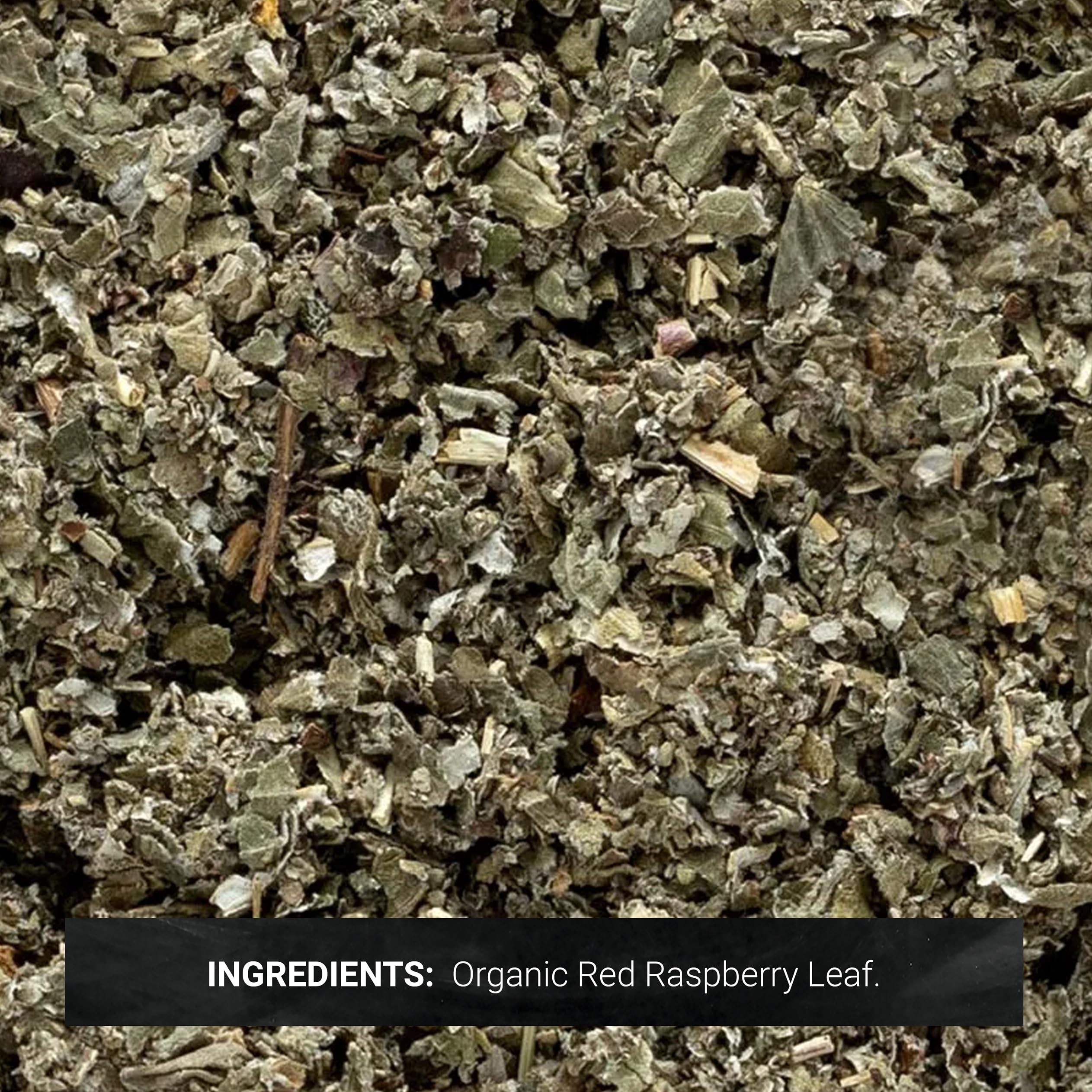 Textura cercana de hojas de frambuesa Frontier Co-op, ideal para infusiones y mezclas