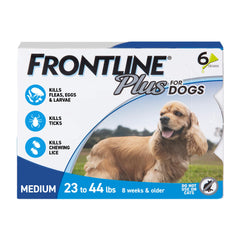 Frontline paquete frontal mostrando 6 dosis y beneficios visibles