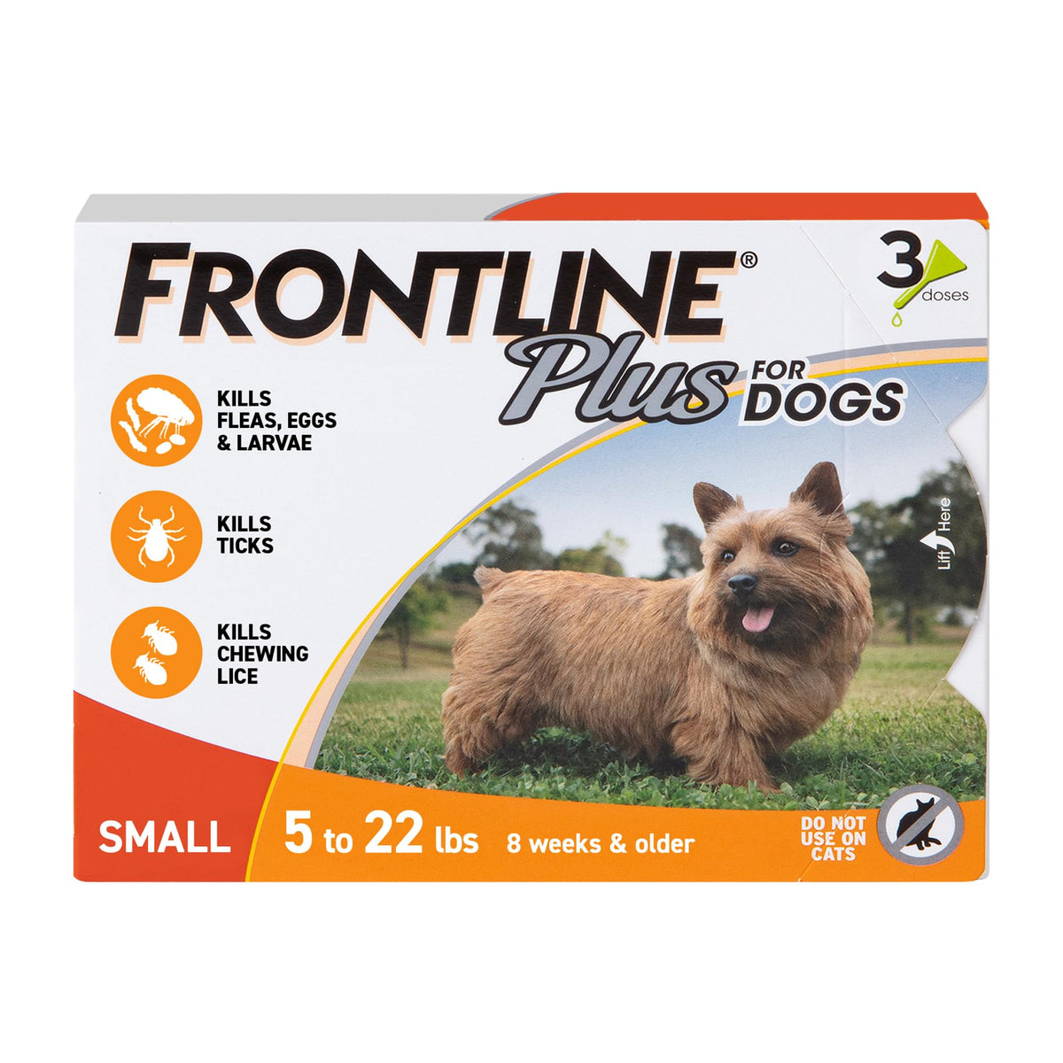 Frontline envase frontal mostrando el paquete y protección mensual