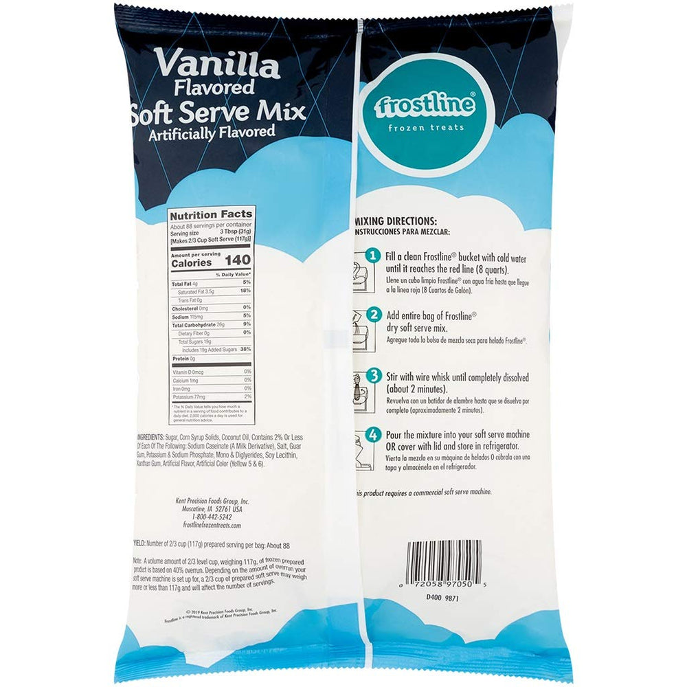 Frostline mix being poured into a commercial soft serve machine showing quick preparation benefit