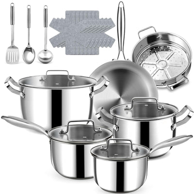Fruikit front view of 20-piece cookware set showing full contents and organized layout