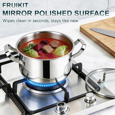 Fruikit kitchen utensils and pot protectors arranged to show handling and countertop protection