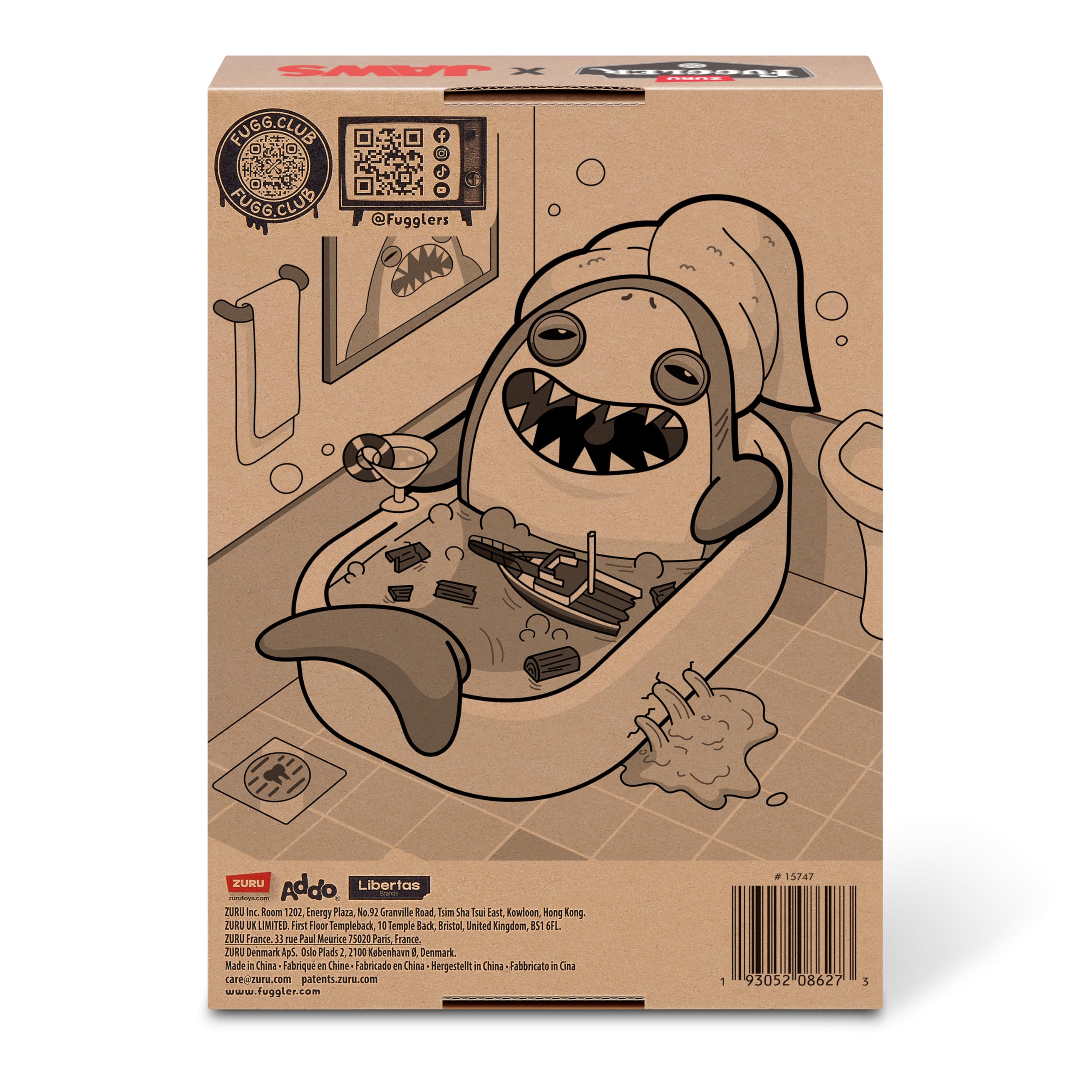 Fuggler Jaws en su empaque listo para regalo y exhibición segura