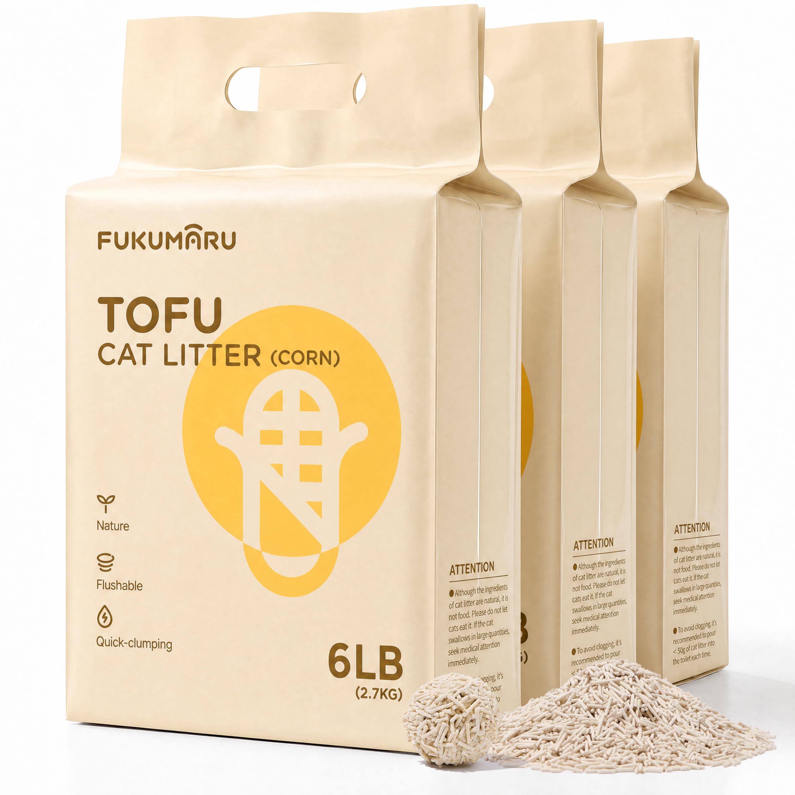 FUKUMARU paquete frontal mostrando 18 lb y beneficios naturales