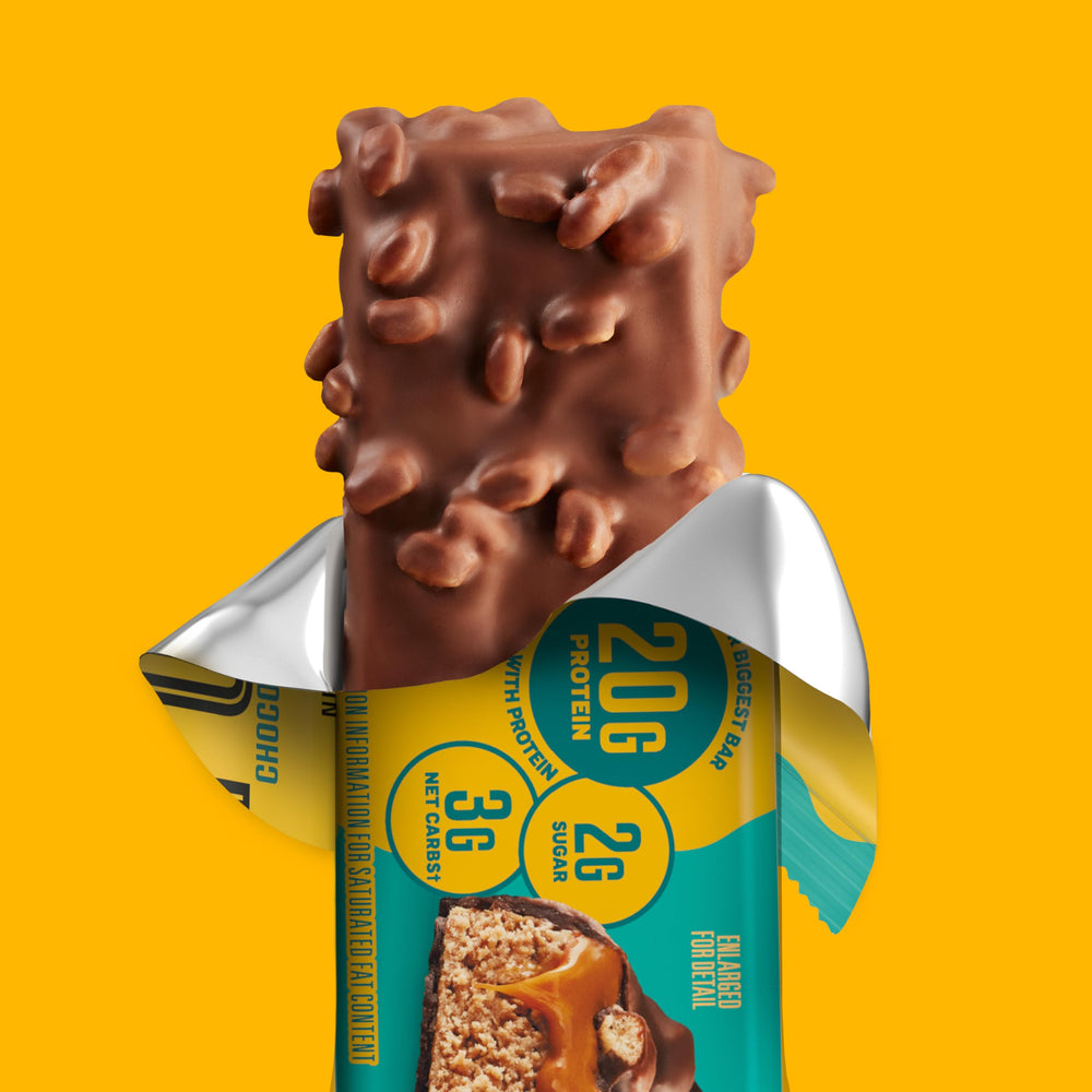 FULFIL close-up of bar nougat and miniature crispies highlighting texture and flavor