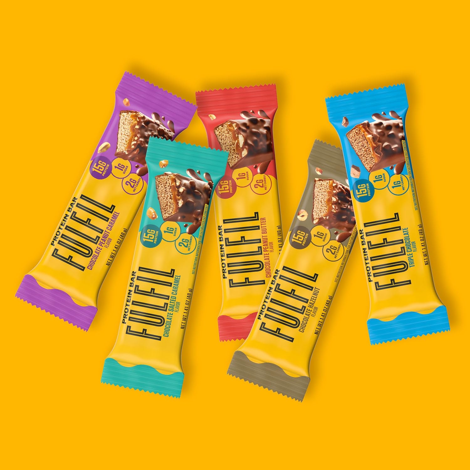 FULFIL barrita en mano lista para consumir como snack proteico portátil