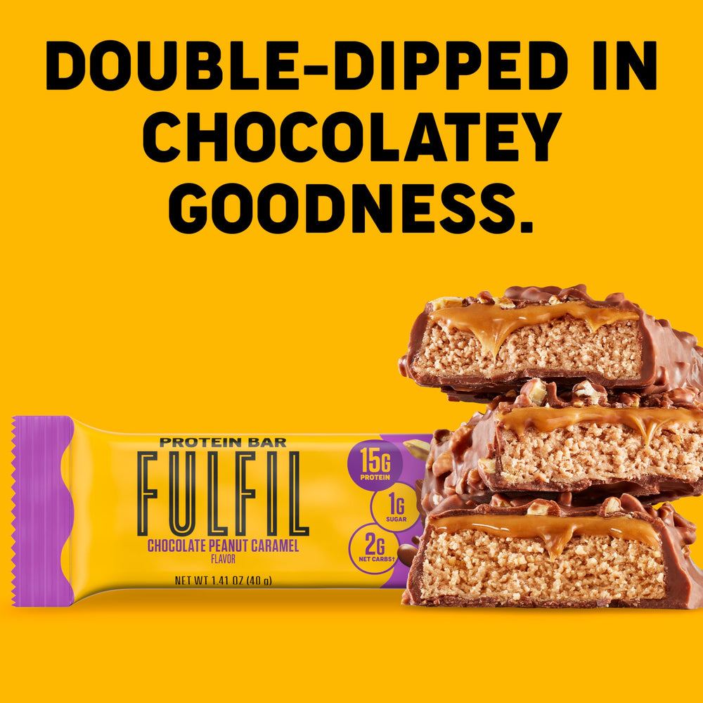 FULFIL cobertura de chocolate con trozos de cacahuete aporta crujiente