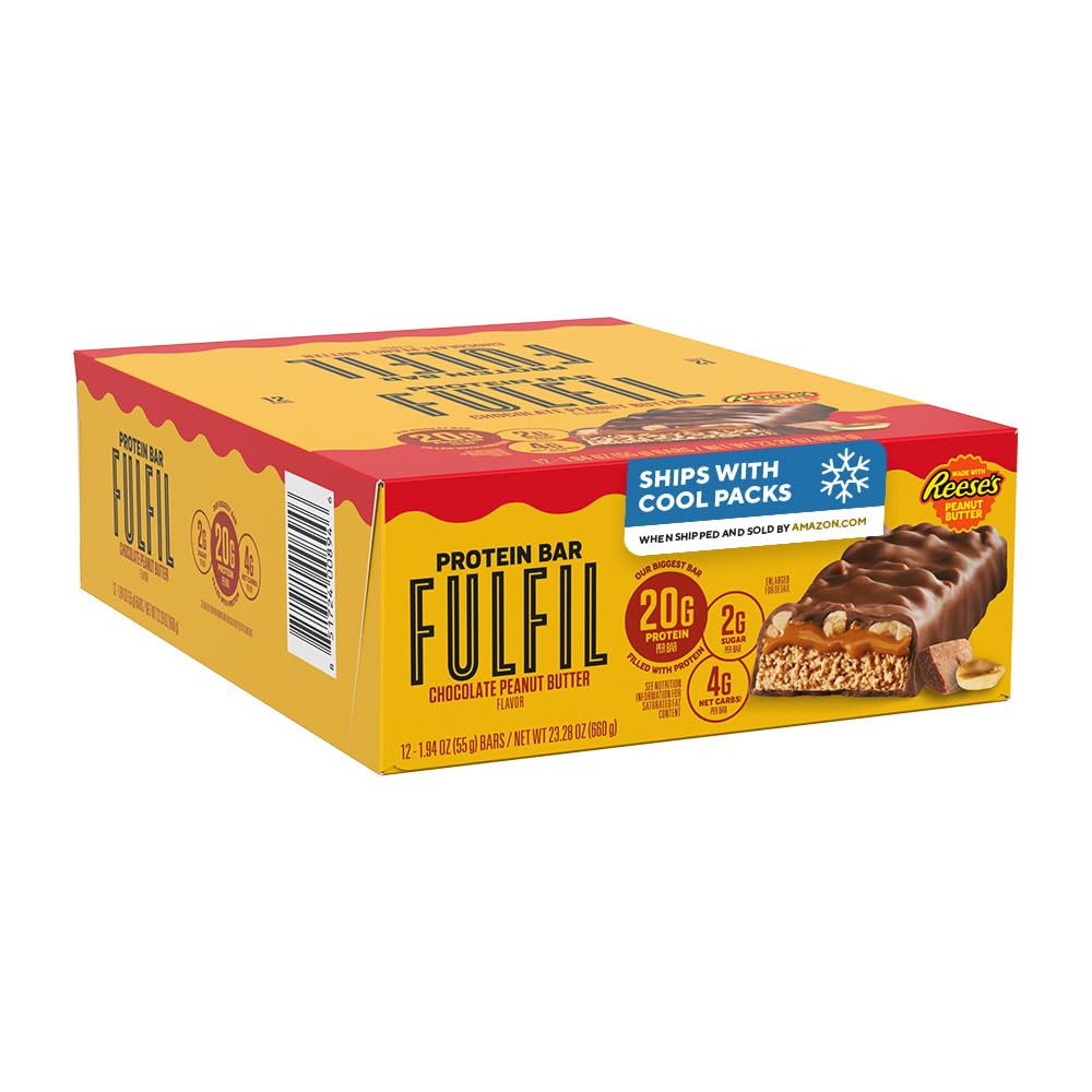FULFIL Reese's presentación frontal del paquete con 12 barritas y beneficio práctico para llevar