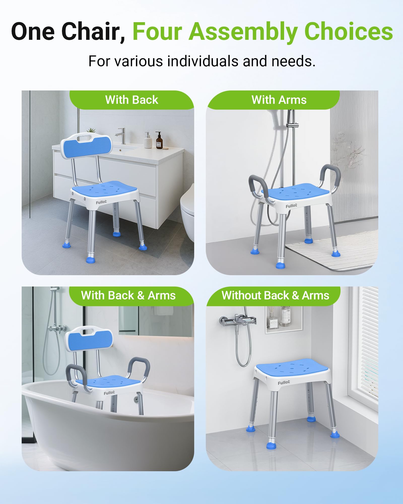 FULLOT height adjustment mechanism showing six settings for personalized fit benefit