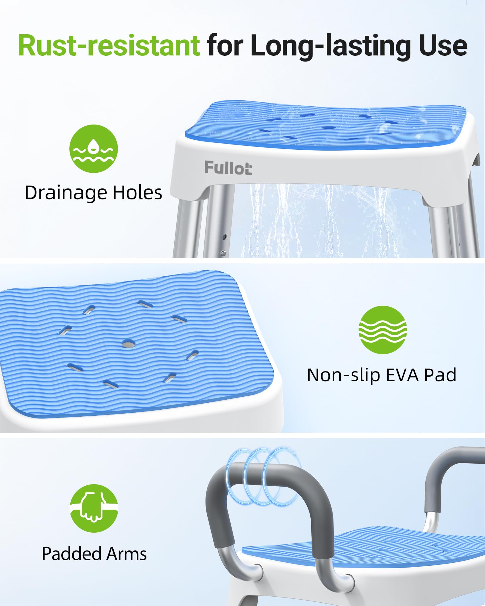 FULLOT installed in shower lifestyle showing secure seated bathing for independence benefit