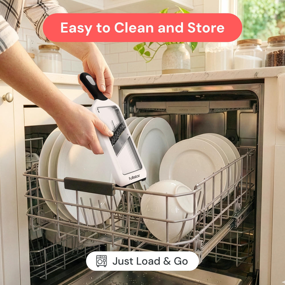 fullstar etiqueta con info BPA‑free y materiales, limpieza y seguridad alimentaria