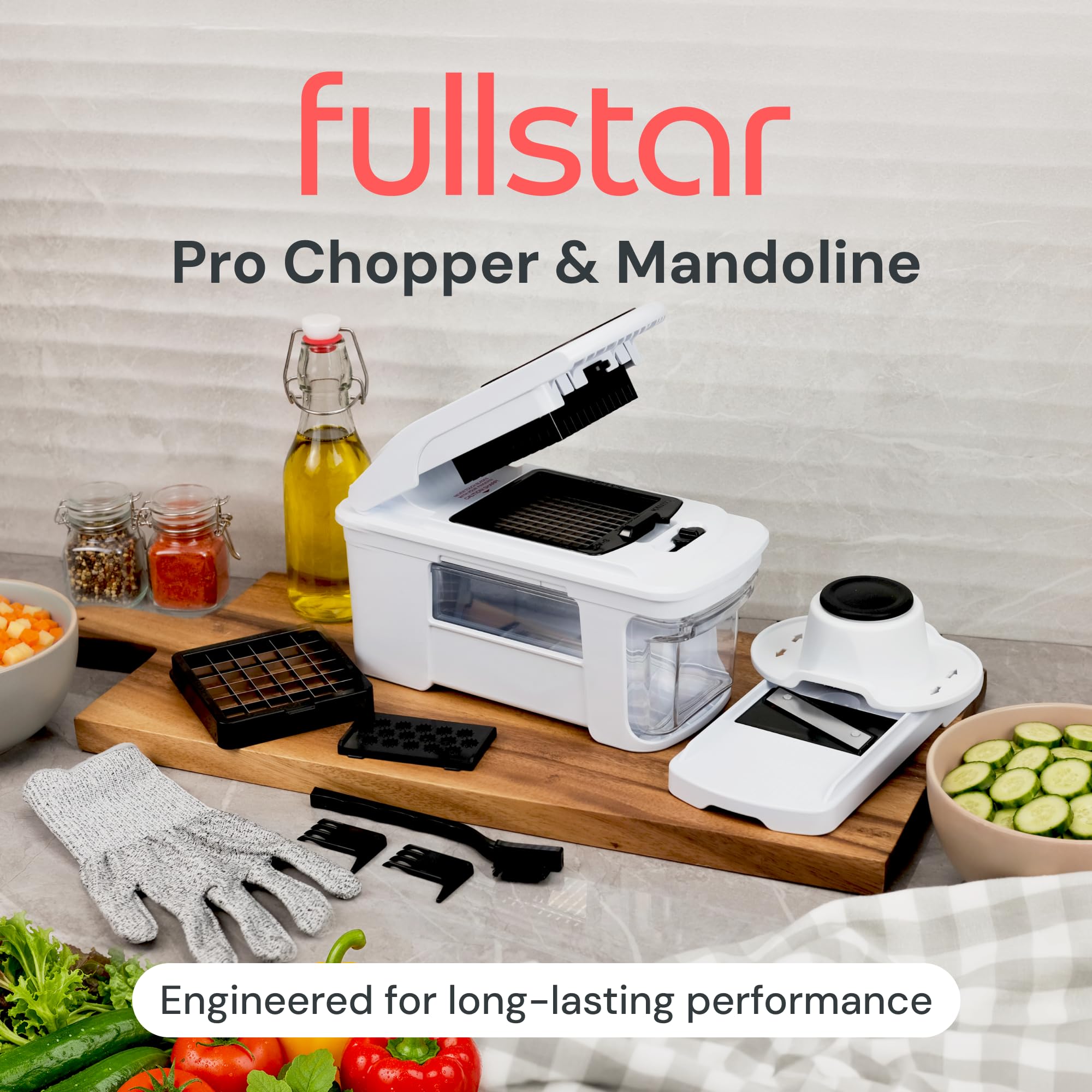 Fullstar primer plano de las cuatro hojas de acero inoxidable, cortes precisos