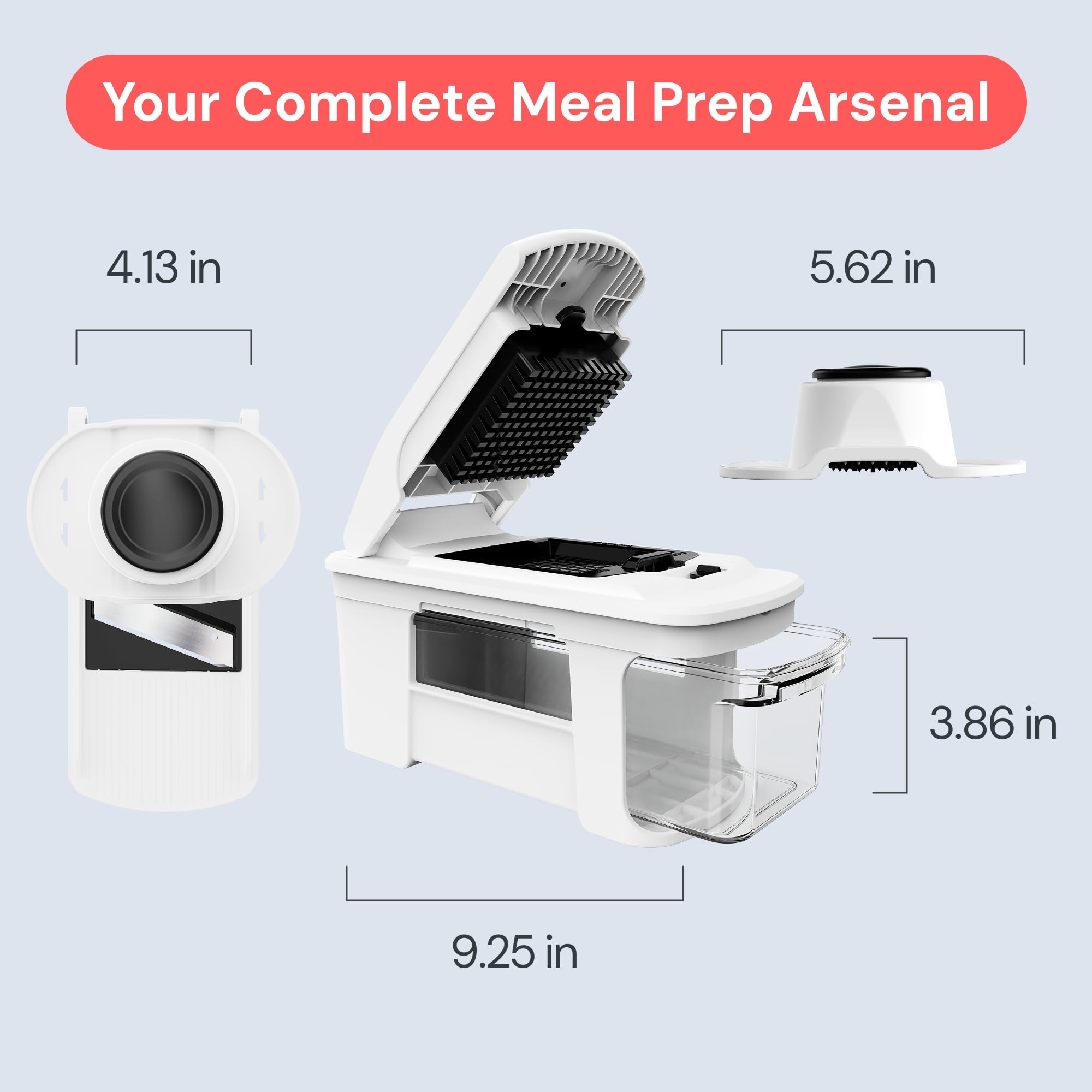 Fullstar comparación de tamaño con mano, almacenamiento compacto