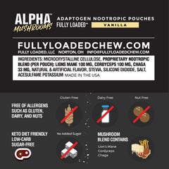 Fully Loaded Alpha Mushrooms detalle de textura de la bolsita y sellado