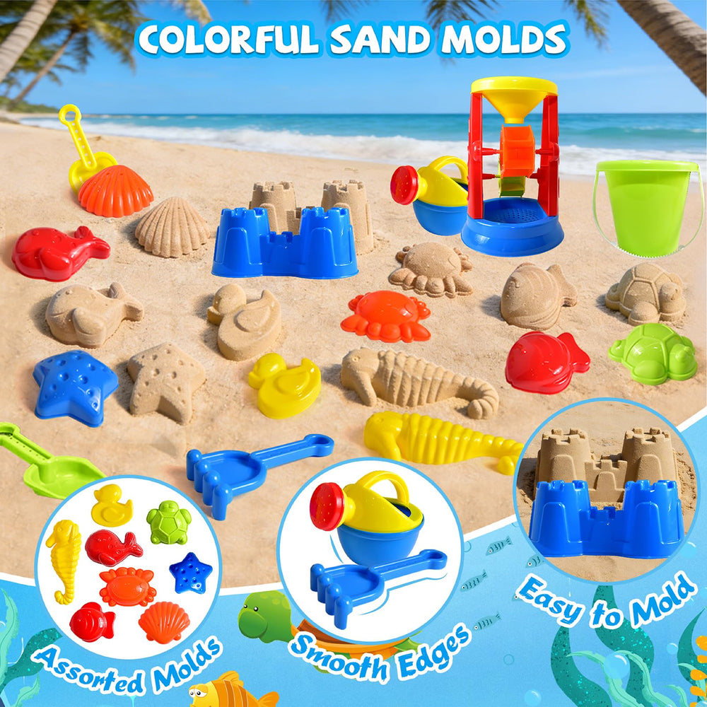 FUN LITTLE TOYS colorful molds array for detailed sandcastle shapes and creativity