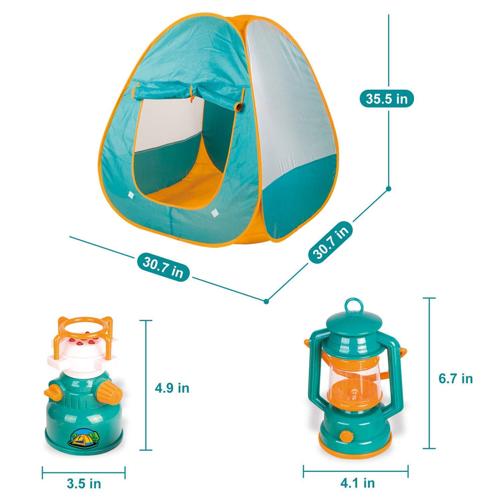FUN LITTLE TOYS tent scale beside child to show size and portability