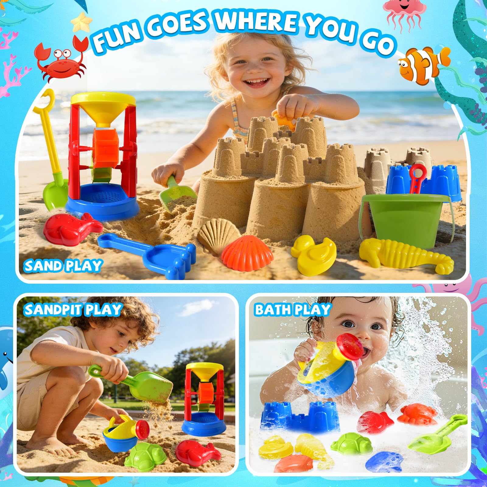 FUN LITTLE TOYS watering can closeup for controlled pouring and firmer sand building