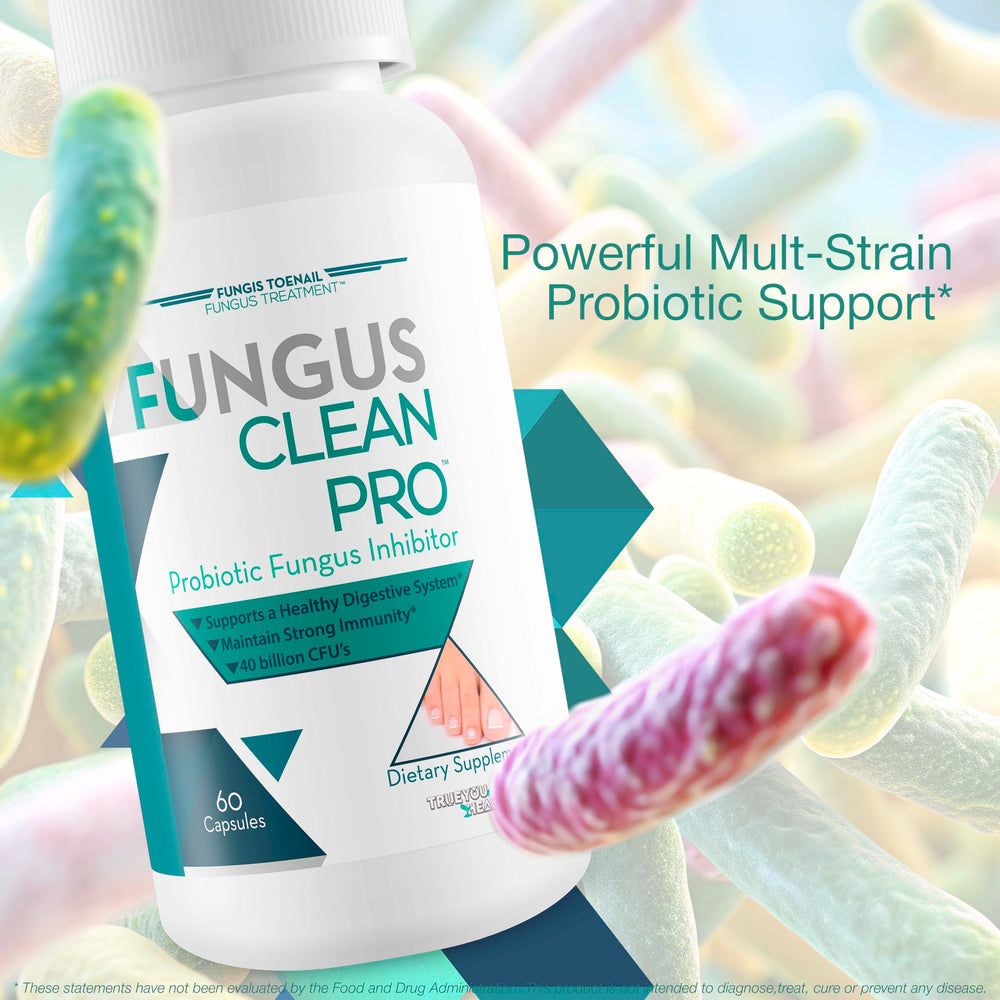 Fungis suplemento en baño junto a productos de cuidado personal