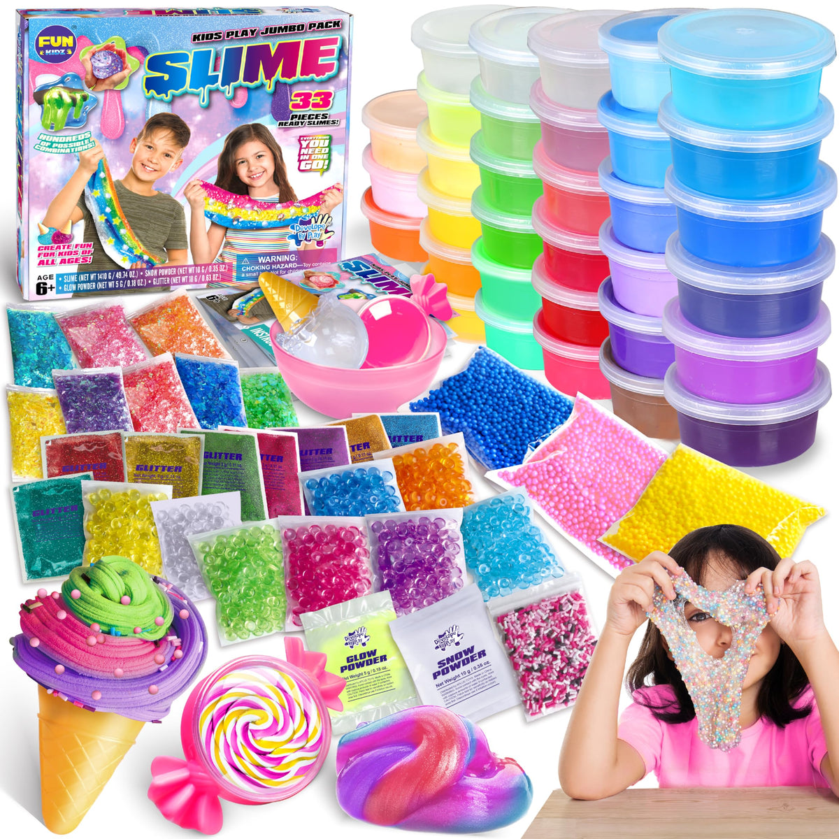 FUN KIDZ front packaging showing full jumbo slime kit and gift-ready box