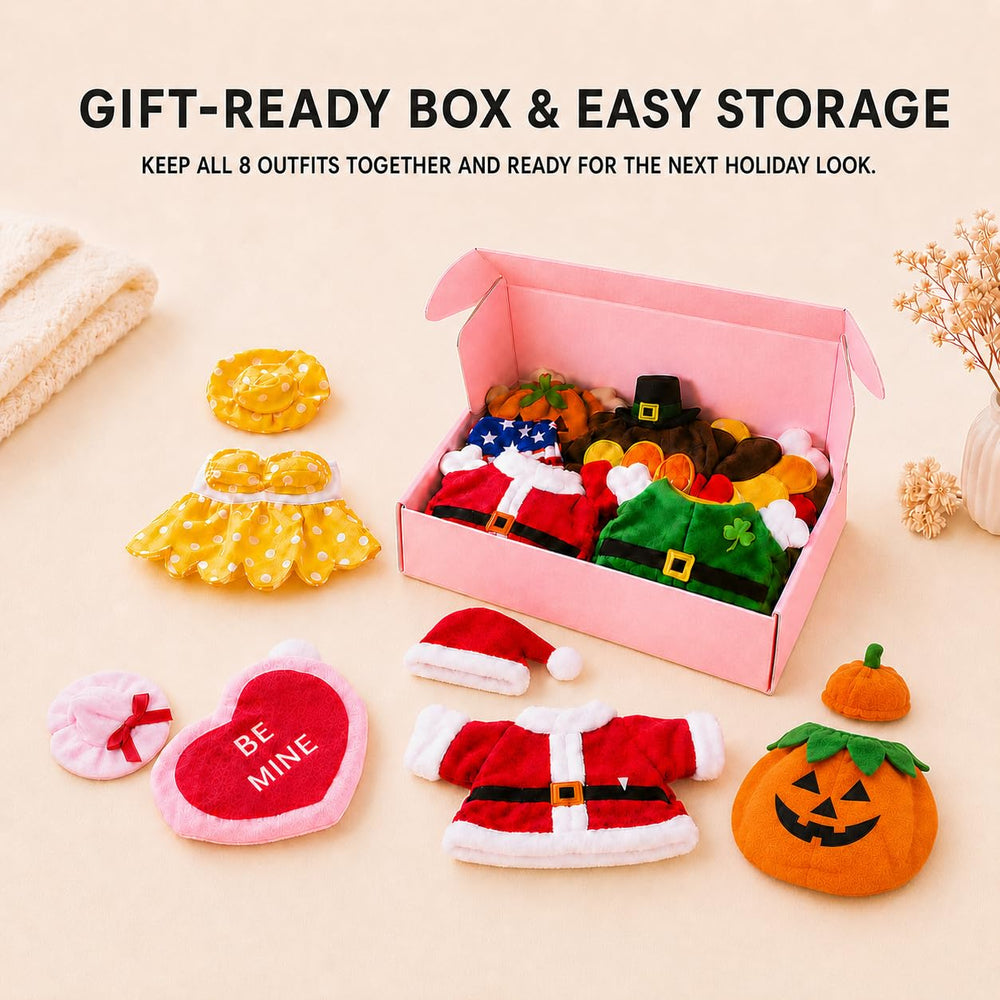 Funle Christmas red outfit displayed on desk goose, festive desk personalization benefit