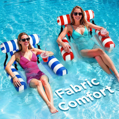 Funscape vista frontal de la silla inflable a rayas, comodidad inmediata