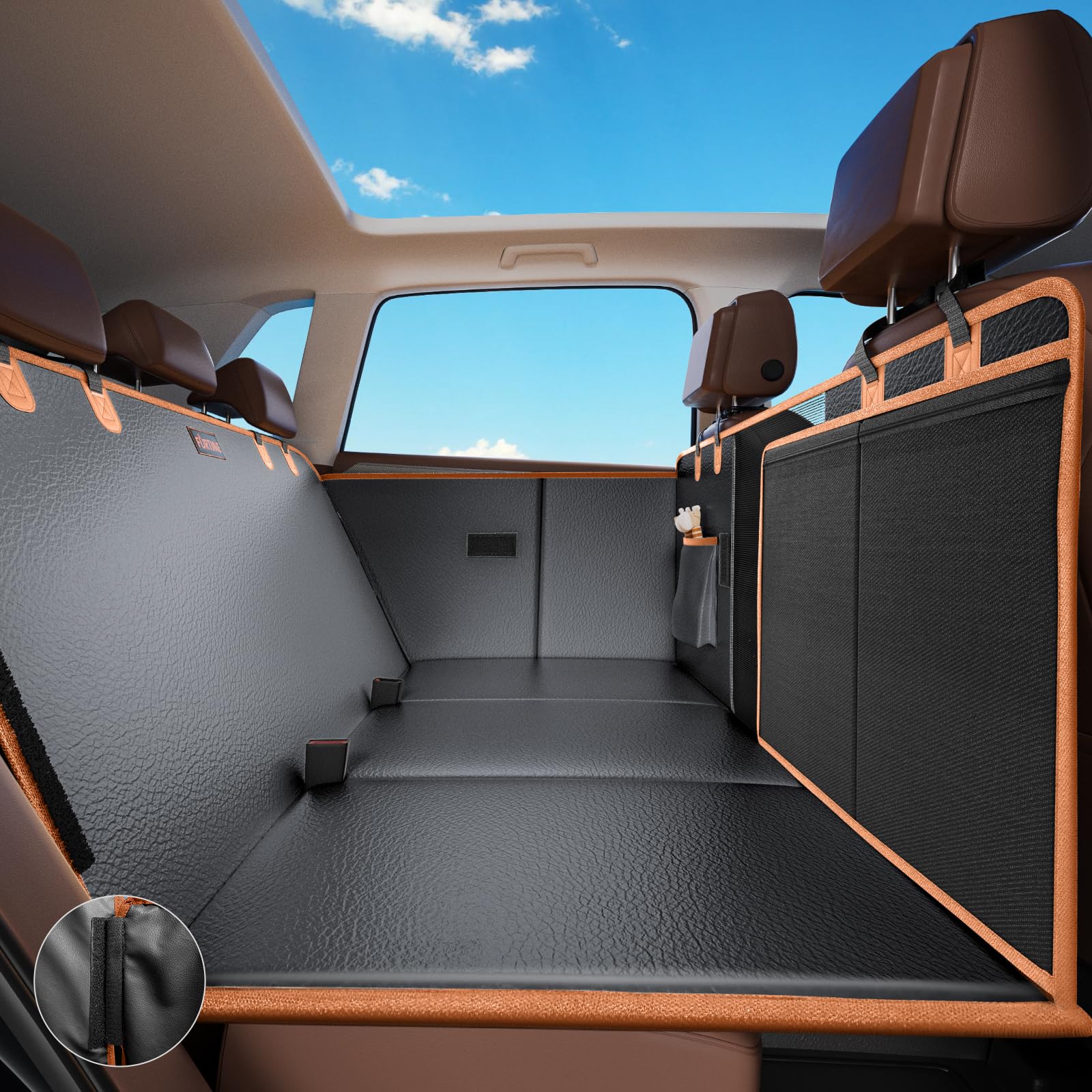 FURTIME front view of back seat cover protecting seats and expanding space