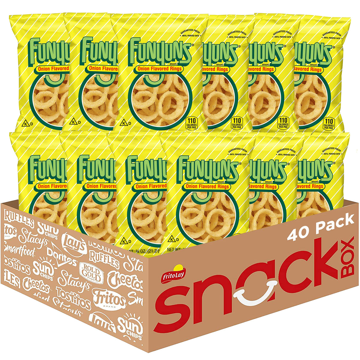Funyuns front packaging showing brand and small 0.75 oz bag convenience